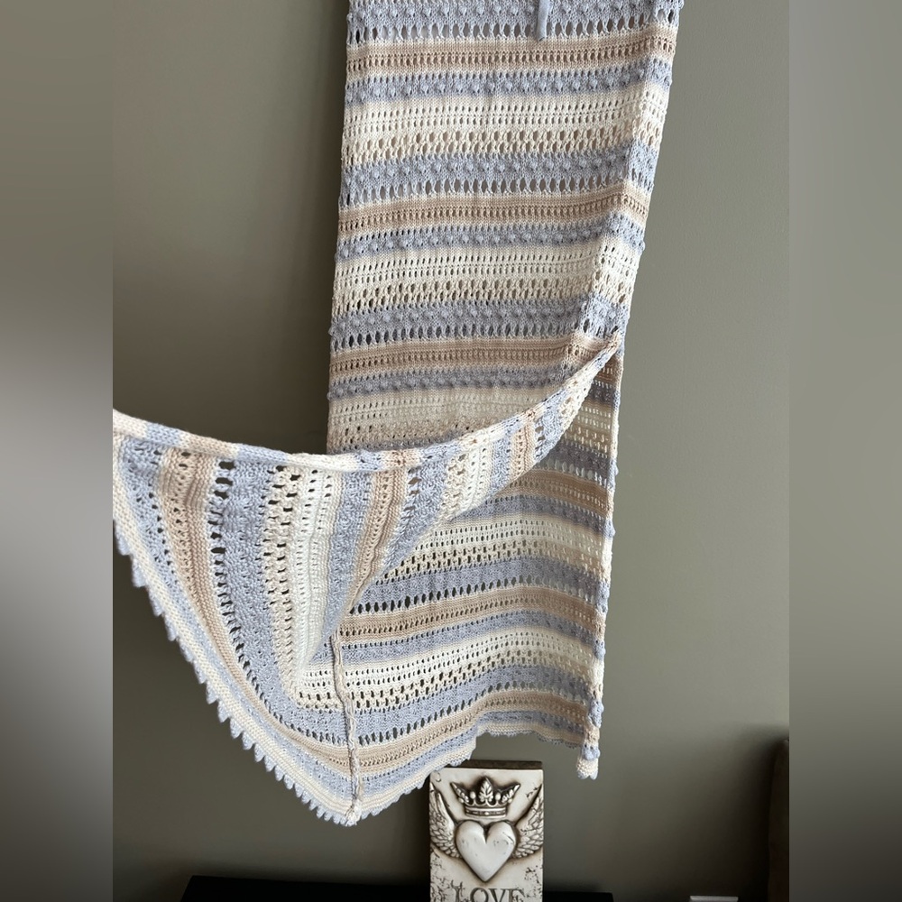 JESSICA SIMPSON Matching Crochet Set Maxi Skirt & Top - Blue & Cream size small - Picture 10 of 14